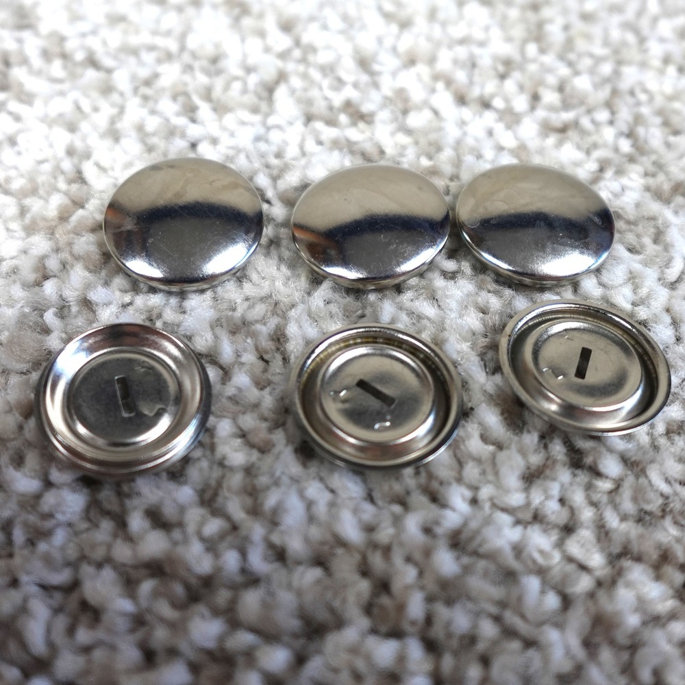 Vintage Silver Tone Half Ball Button Covers Set of 3 Domed Metal 0.75 Inch